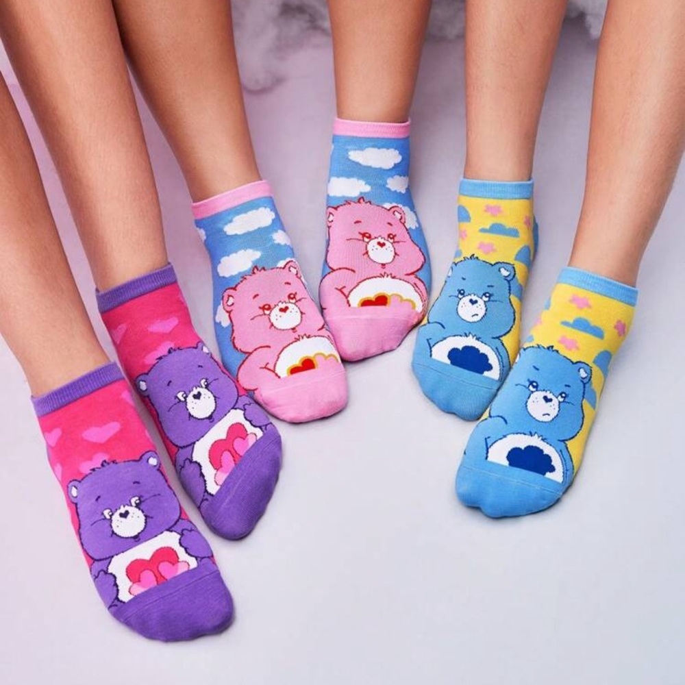 3pairs/Pack Women Cartoon Bear Patterned Contrast Color Ankle Socks,Gifts